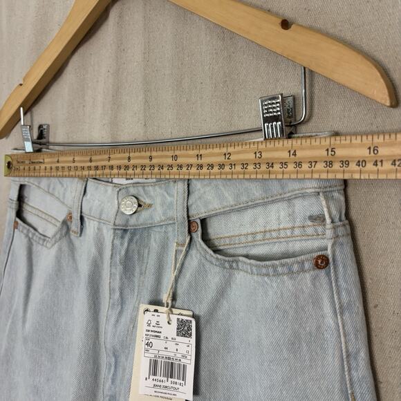 MNG by Mango Womens Boho Festival Denim Jeans Size 8 Lt Wash Wide Leg Cut Out - Picture 4 of 10